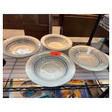 Four-Piece Marshall Pottery Bowls with Blue Stripe Four-Piece Marshall Pottery Bowls with Blue Stripe