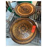 Two Hand-Painted Wooden Decorative Plates Two Hand-Painted Wooden Decorative Plates