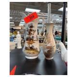 Two Decorative Porcelain Vases with Painted Design Two Decorative Porcelain Vases with Painted Design