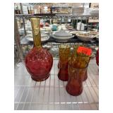Amberina Glass Decanter and Tumblers Set Amberina Glass Decanter and Tumblers Set