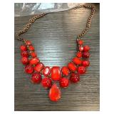 Red Glass Bib-Style Statement Necklace Red Glass Bib-Style Statement Necklace