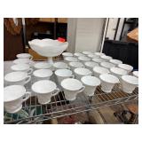 Milk Glass Bowl and 32 Cups with Grape Motif Milk Glass Bowl and 32 Cups with Grape Motif