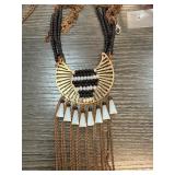 Black Bead and Gold-Tone Statement Necklace Black Bead and Gold-Tone Statement Necklace