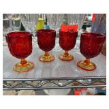 Four-Piece LE Smith Amberina Moon and Stars Glassw Four-Piece LE Smith Amberina Moon and Stars Glassw