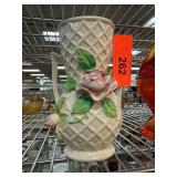 Japanese Ceramic Vase with Floral Design and Embos Japanese Ceramic Vase with Floral Design and Embos