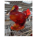 LE Smith Aberina Glass Turkey Dish in Amberina LE Smith Aberina Glass Turkey Dish in Amberina