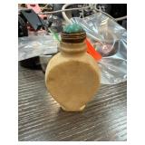 Beige Stone Snuff Bottle with Turquoise-Style Stop Beige Stone Snuff Bottle with Turquoise-Style Stop