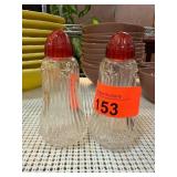Hazel Atlas Clear Glass Salt and Pepper Shakers wi Hazel Atlas Clear Glass Salt and Pepper Shakers wi