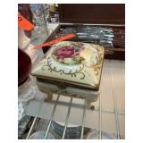 Porcelain Trinket Box with Romantic Scene and Gold Porcelain Trinket Box with Romantic Scene and Gold