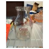Crescent Creamery Glass Milk Bottle with Red Graph Crescent Creamery Glass Milk Bottle with Red Graph