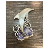 JJ Dolphin Brooch with Sea Shell Motif JJ Dolphin Brooch with Sea Shell Motif
