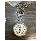 Westclox Pocket Watch with Train Motif and Chain Westclox Pocket Watch with Train Motif and Chain