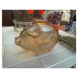 Amber Glass Pig-Shaped Coin Bank Amber Glass Pig-Shaped Coin Bank