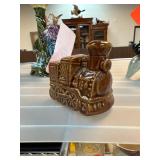 Brown Ceramic Train Toothpick Holder Brown Ceramic Train Toothpick Holder