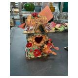 Polychrome Enameled Birdhouse Trinket Box Polychrome Enameled Birdhouse Trinket Box