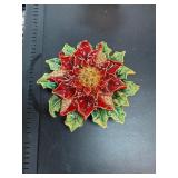 Hand-Painted Enameled Poinsettia Trinket Box Hand-Painted Enameled Poinsettia Trinket Box