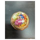 Hand-Painted Enameled Brass Hinged Trinket Box Hand-Painted Enameled Brass Hinged Trinket Box