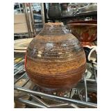 Studio Pottery Vase with Brown Glaze and Incised M Studio Pottery Vase with Brown Glaze and Incised M