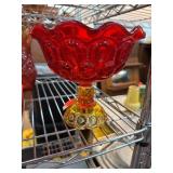 LE Smith Amberina Glass Compote Dish LE Smith Amberina Glass Compote Dish