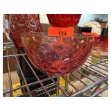 Cranberry Glass Bowl with Bubble Pattern Cranberry Glass Bowl with Bubble Pattern