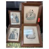 Framed 19th-Century French Fashion Prints Framed 19th-Century French Fashion Prints