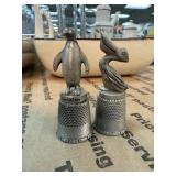 Two Pewter Animal-Themed Thimbles Two Pewter Animal-Themed Thimbles