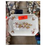 Rectangular Ceramic Dish With Floral and Bird Desi