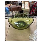 Mid-Century Modern Green Glass Bowl
