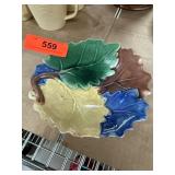 Antique Griffin, Smith, and Hall Majolica Leaf Pla