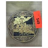 Round Enamel Decorated Metal Trivet with Intricate