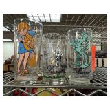 Three Character-Themed Glass Tumblers
