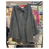 Monoreno Gray Wool-Blend Cape Coat With Buttons