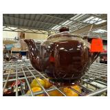 Brown Glazed Ceramic Teapot with Lid