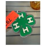 Metal 4-H Belt Buckle with Green and White Design