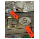 Two Metal Belt Buckles with Number 5 Buckle