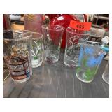 Five Glasses with Botanical Decorations