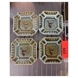 4 Wade Irish Porcelain Ashtrays Stag Design