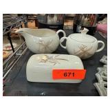 Wayfield Fine China Creamer, Sugar Bowl, and Butte