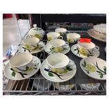 Dixie Dogwood Ceramic Tea Set with Cups and Saucer