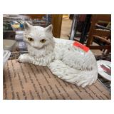 Ceramic White Cat Figurine with Yellow Eyes
