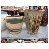 Two Handmade Ceramic Cups With Glazed Design