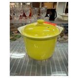 Vintage Yellow Ceramic Pot w Lid
