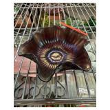 Ruffled Edge Carnival Glass Bowl