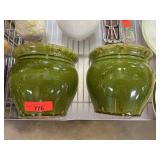 Green Glazed Ceramic Wall Planters