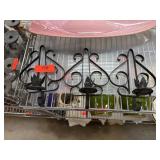 3 Black Wrought Iron Wall Candle Holders
