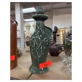 Green Glazed Decorative Ceramic Pitcher with Flora