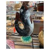 Antique Majolica Fish Pitcher, Gluggle Jug
