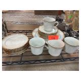 Japanese Stoneware Dinnerware Set with Gold Trim