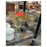 6 Pc Set of Amber-Tinted Stemmed Glasses