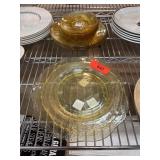Amber-Colored Glass Plates and Bowls